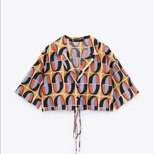 Zara Cropped Printed Blouse
